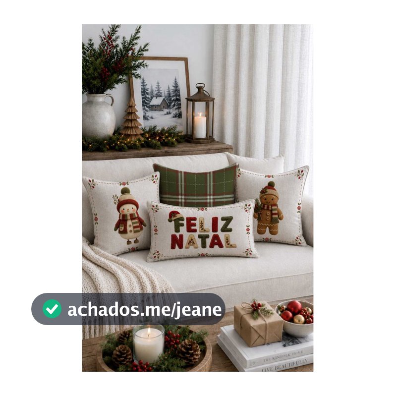 Capas De Almofada De Natal Decorativa 43x43 em linho Boneco De Neve E Gingerbread Feliz Natal
