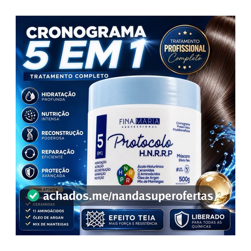 CRONOGRAMA CAPILAR 5 EM 1 TEIA PASSO ÚNICO - H.N.R.R.P - FINA MARIA
