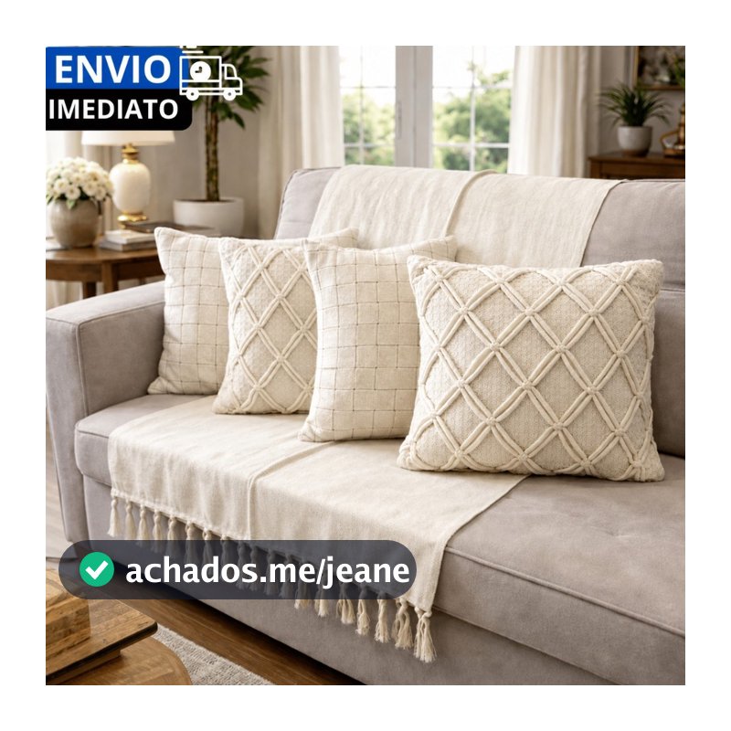 CAPAS DE ALMOFADAS FEITAS A MÃO - ALGODÃO ARTESANAIS PREMIUM ELEGANTE DECORAÇÃO SALAS SOFÁS OU CAMAS