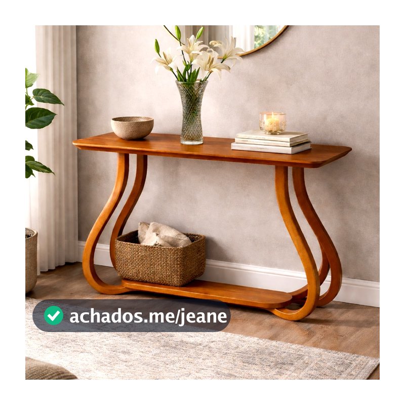 Mesa Aparador 120cm Madeira Curvo Moderno Sala Hall Entrada Luxo - Lumina