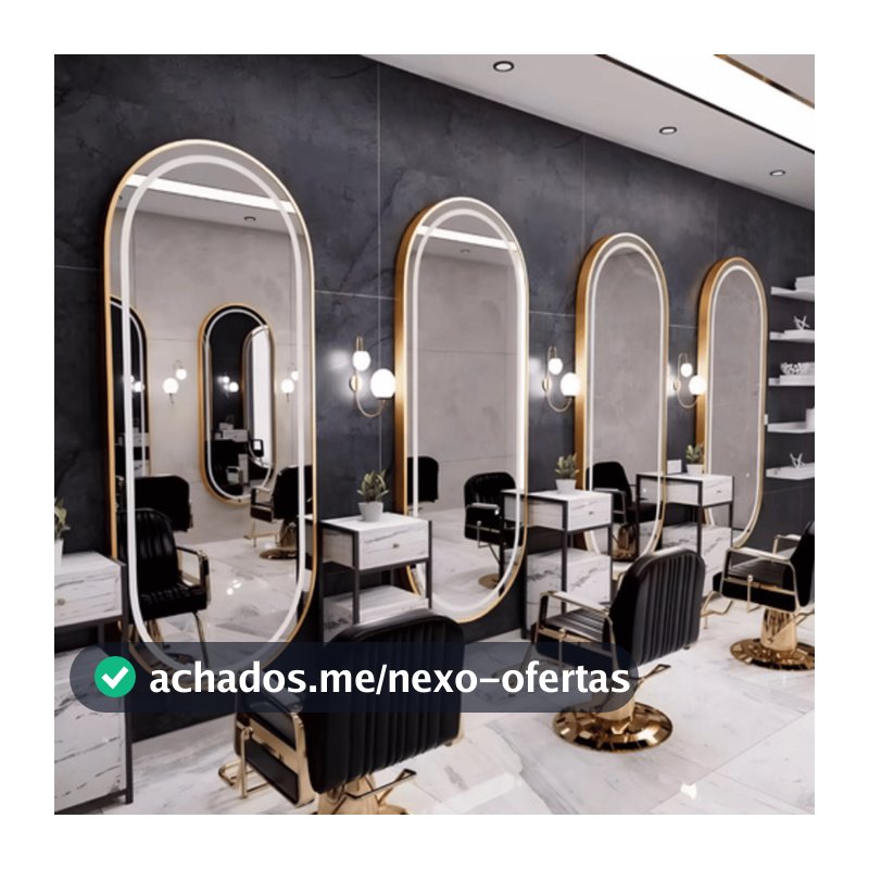 Espelho Temperado Lopazzi Base Reta 170X70 com Suporte de Chão + LED 3 Intensidades Jateado Quarto Sala