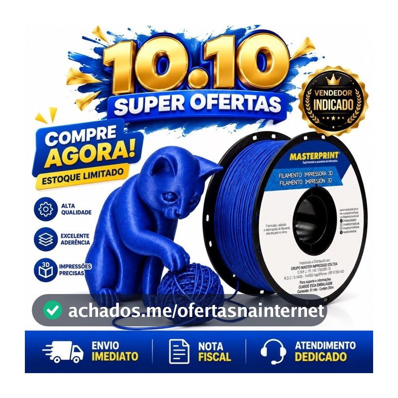 Filamento PLA Silk Azul MasterPrint 1kg 1,75mm para Impressora 3D Bambu Lab e Outras