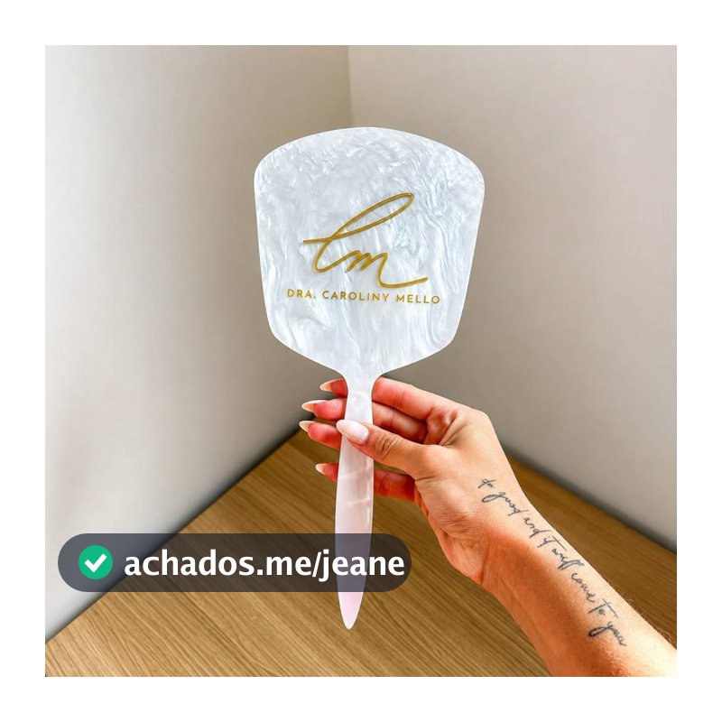 ESPELHO de mão de VIDRO GLOW personalizado acrilico para consultorio estudio clínica design