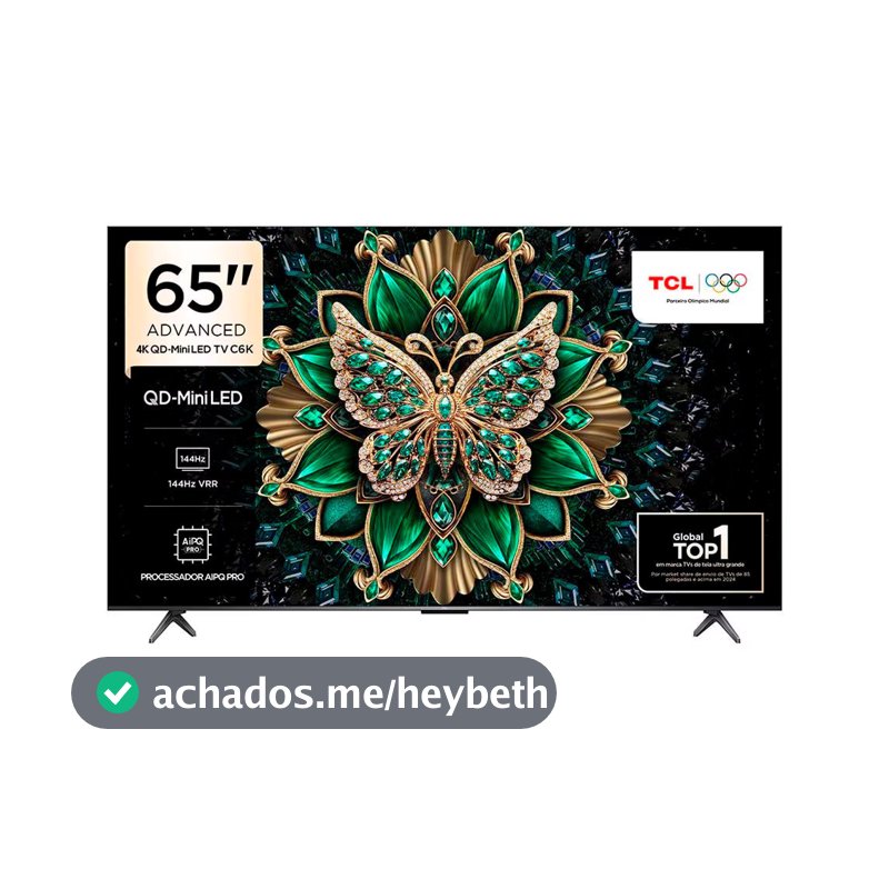 Smart TV 65 65C6K 4K QD-Mini Led 144Hz com Sistema Operacional Google TV TCL