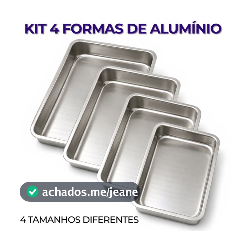 Forma de Alumínio 4 Assadeiras Prepara Bolo e Receitas Forno Doméstico Alumínio Resistente e Durável