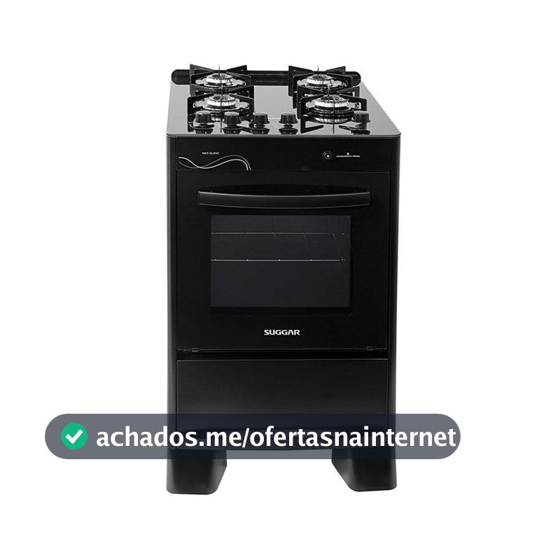 FOGÃO SUGGAR NEO GLASS 4 QUEIMADORES PRETO BIVOLT FGVNG410PT