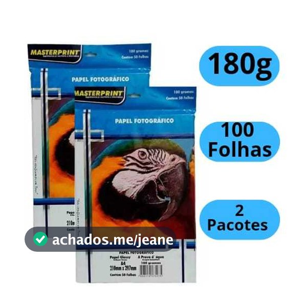 Papel Fotográfico 180G Glossy A4 À Prova D'água Brilhante  100 folhas MASTER PRINT