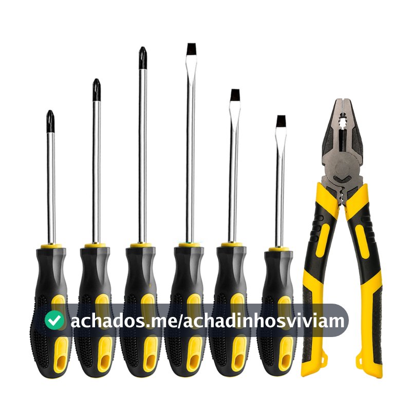 Kit Ferramentas 7 Peças Chave de Fenda Philips e Alicate Universal 8 Pol
