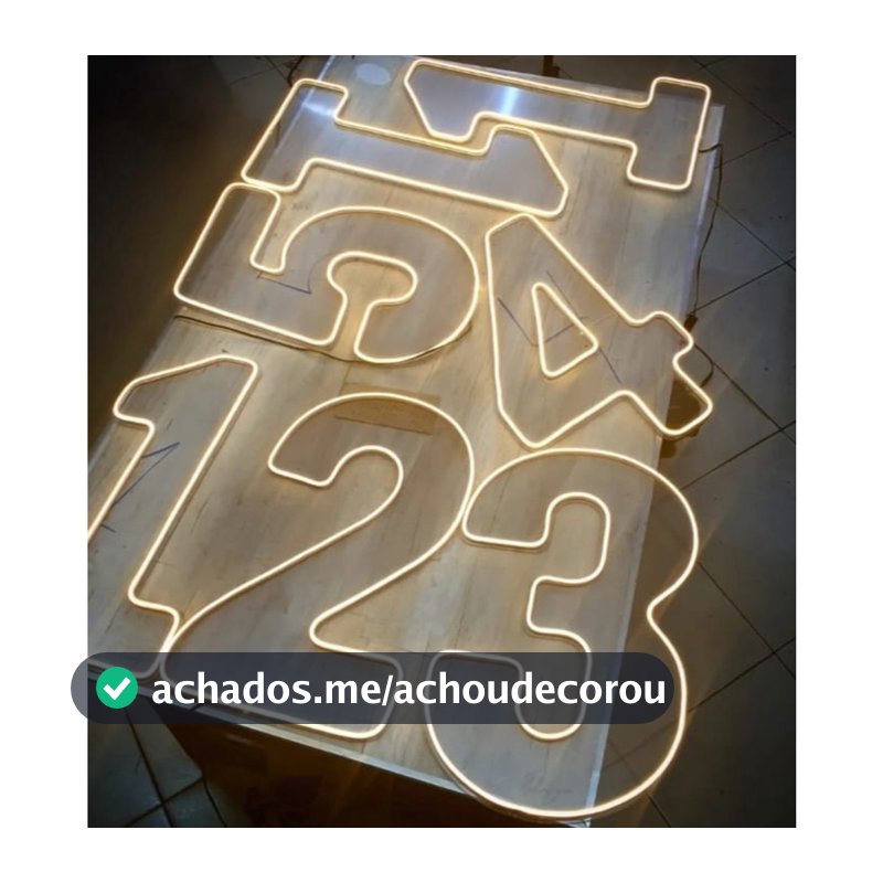 Painel Led Neon Números 0 a 9 Acrílico Cristal 50cm Altura