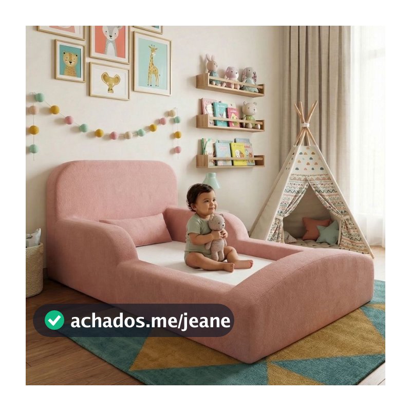 Cama Montessoriana Solteiro Encanto 100% Espuma Rosa Keiko