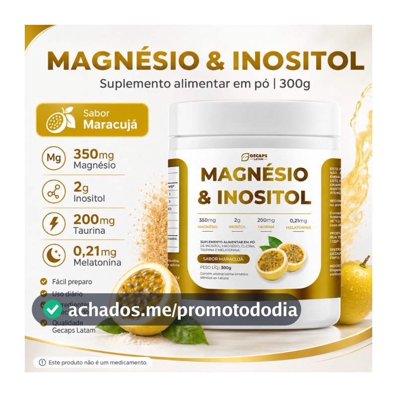 Magnésio & Inositol Gecaps Latam 300g Maracujá | Suplemento Alimentar em Pó | Magnésio Inositol Taurina