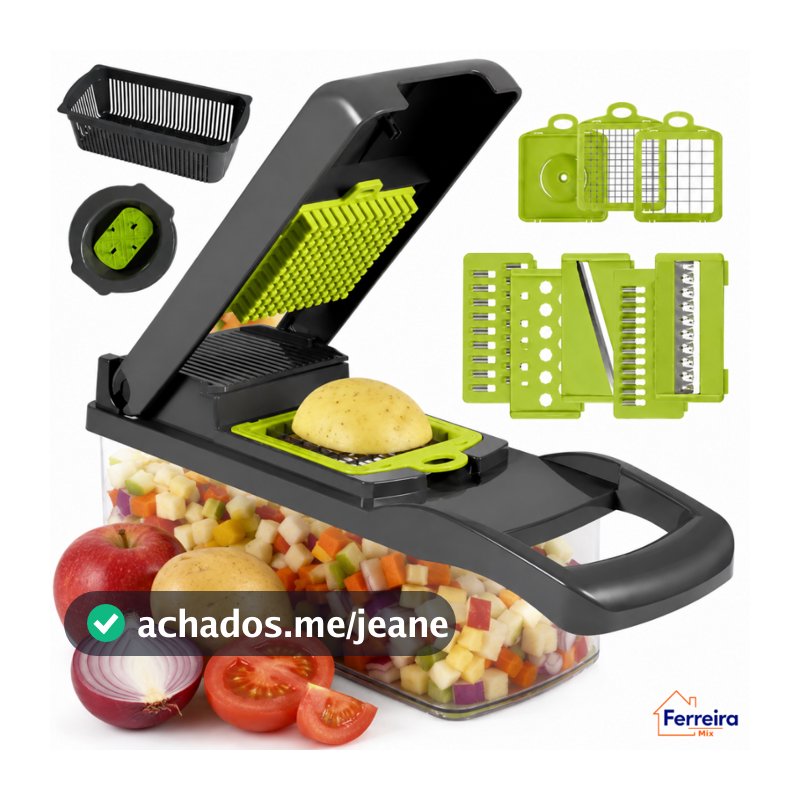 Kit 12 em 1 Cortador Multifuncional Fatiador Picador Frutas e Legumes