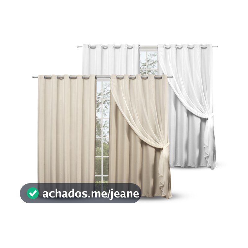 Cortina Blackout Blecaute Tecido com Voil 2M 3M 4M 5M 6 Metros Branca Bege Sala Quarto Porta Janela