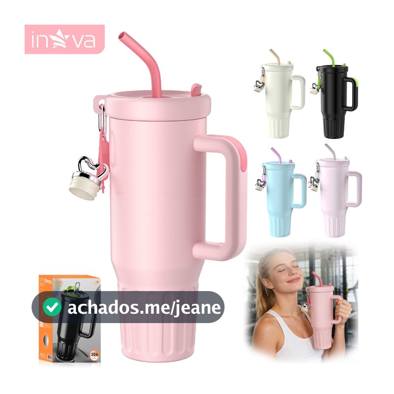 INOVA Copo Térmico Inox Portátil 1200ml/1.2L Garrafa Térmica Inoxidável com Tampa e Canudo garrafa termica garrafa