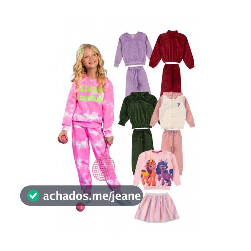 Kit Sortido 10 Peças de Roupas Infantis Feminino Inverno - 5 Casacos + 5 Calças