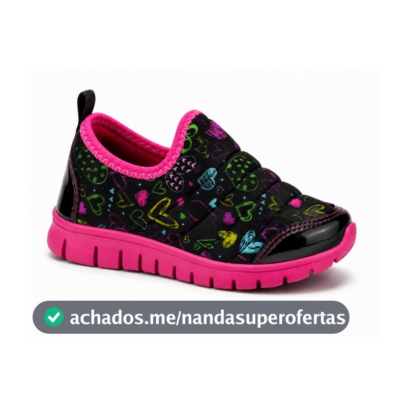 Tênis Infantil Feminino Menina Casual Calce Fácil Antiderrapante Confortável Estampa Corações Pamplim