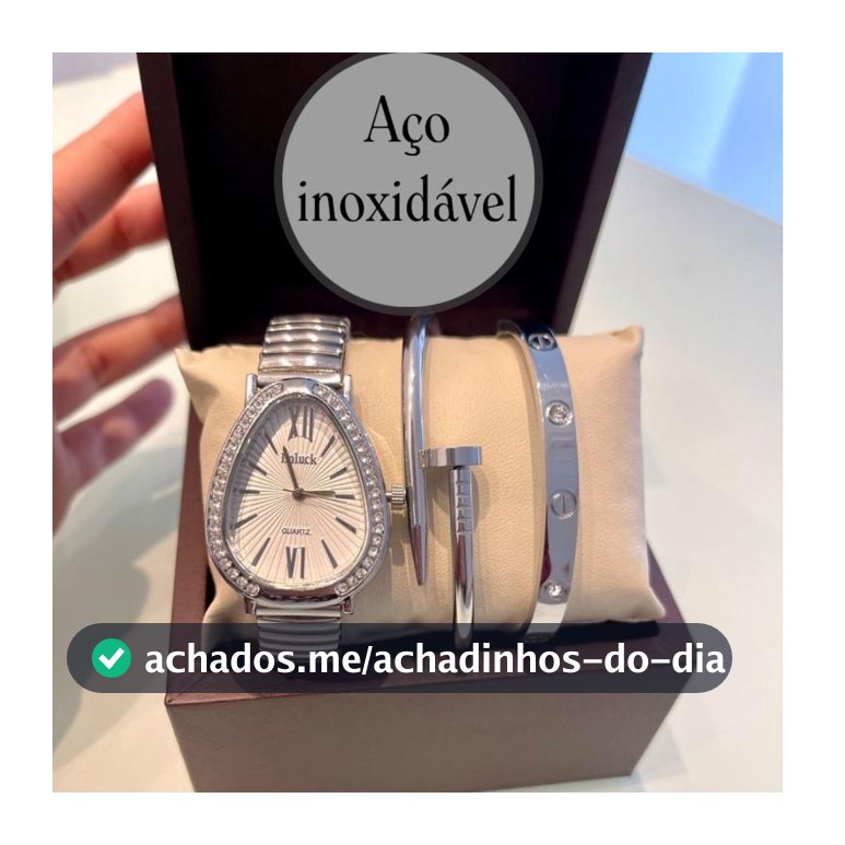 Kit Relogio Com Pulseira e bracelete  Dourado e Prata Kit de Luxo  Conforto Moda Blogueira