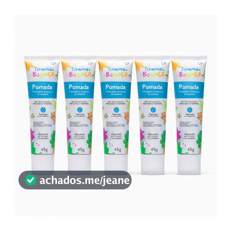 Kit 5 Pomadas Preventivas para Assaduras 45g Turminha da Bagunça Pomada Bebê