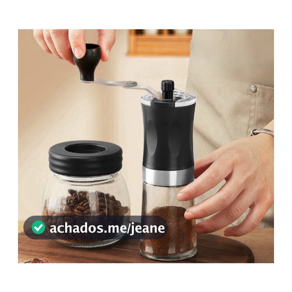 Moedor De Café Manual Plástico Vidro Aço Inox Com Moagem Grossa Ou Fina Portátil Preto Resistente