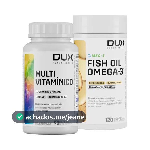 Omega 3 Fish Dux 120 caps + Multivitaminico Dux 90 caps Kit Vitalidade