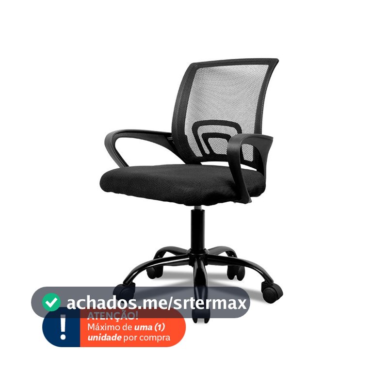 Cadeira de Escritorio Zinnia Hera L, Assento Estofado, Base Giratória,  Preto, ZNO-HRAL-BK02