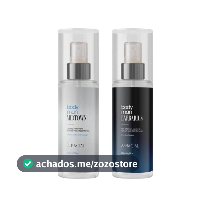 KIT BODY SPLASH MASCULINO BARBARIUS E MIDTOWN 200ML - PRIMACIAL PERFUME FRESCO AMADEIRADO