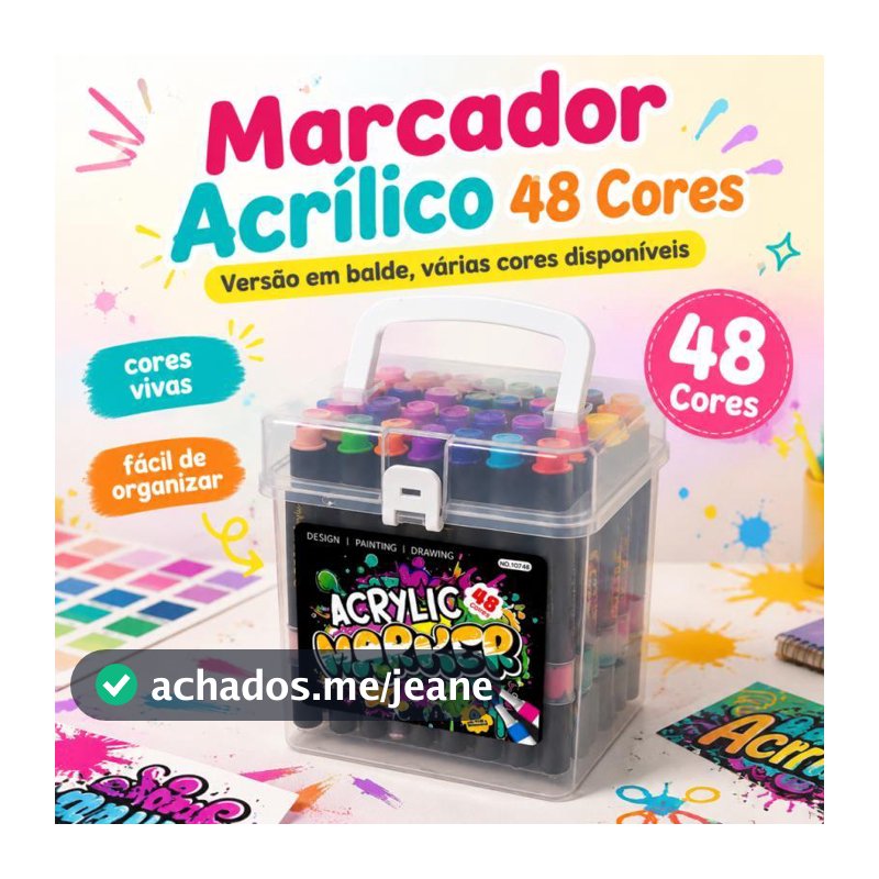 Kit 24/36/48 Caneta Marcadora Acrílica à Prova d'Água 48 Cores para Cerâmica Madeira Metais Tecido Tênis Cores