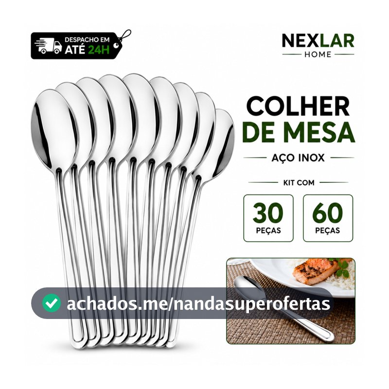 Kit 30 ou 60 Jogo De Colher De Mesa Em Inox 18cm Talheres Talher Para Cozinha Buffet Colheres Para Sopas Caldos
