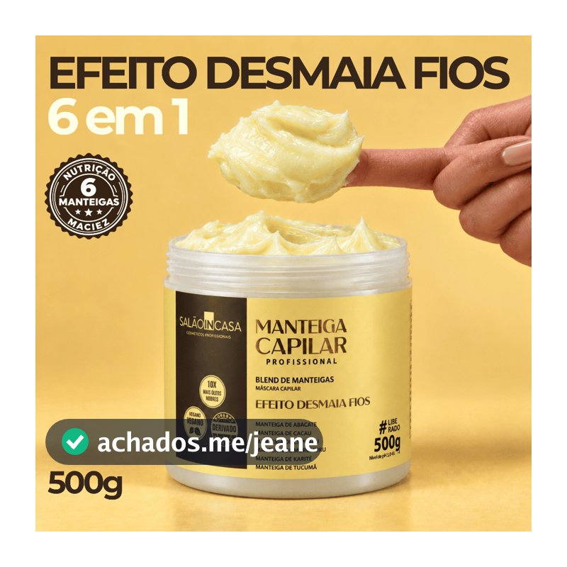 Mascara Capilar Efeito Desmaia Fios Manteiga Capilar 500g | Nutrição Profunda para Cabelos Ressecados Salão In Casa