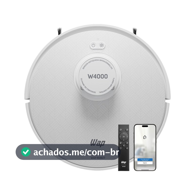 Robô Aspirador de Pó WAP Robot W4000 48W Com Base Self-Cleaning Branco e Turquesa