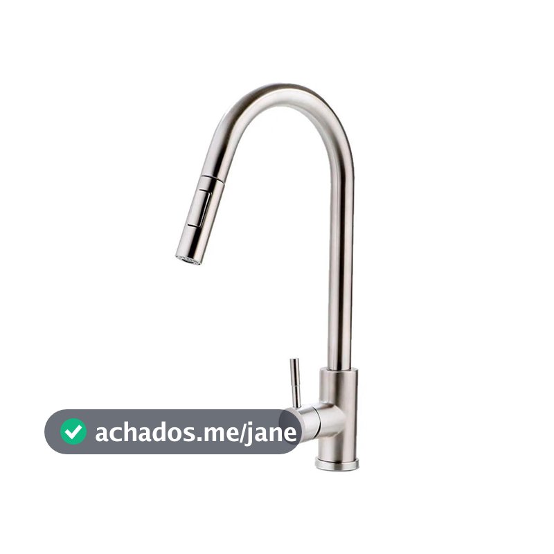 Torneira Para Cozinha Gourmet Misturador Monocomando Em Aço Inox 304 Escovado Iriri Pingoo - Prata