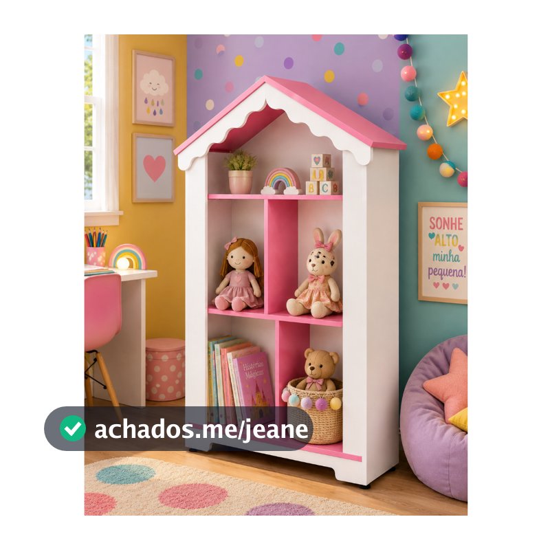 Estante Organizadora Infantil Casinha 100% MDF com Nichos para Quarto e Brinquedoteca