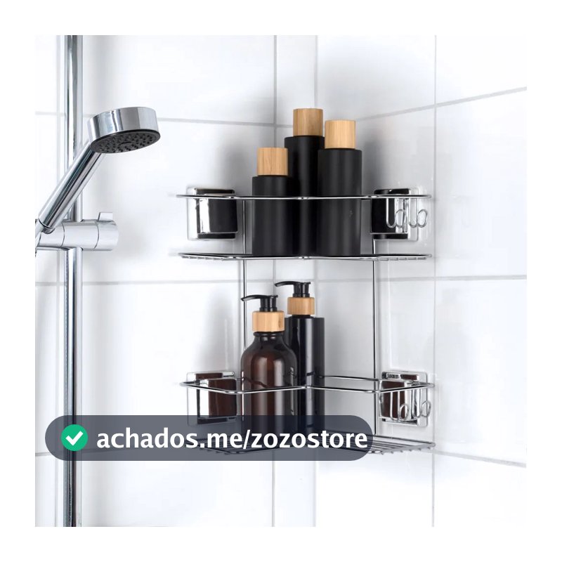 Suporte Porta Shampoo E Sabonete De Canto Ventosa Aço  Arthi