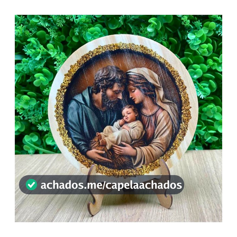 Guirlanda Natal em Madeira Pinus 15cm com Suporte para Decoração