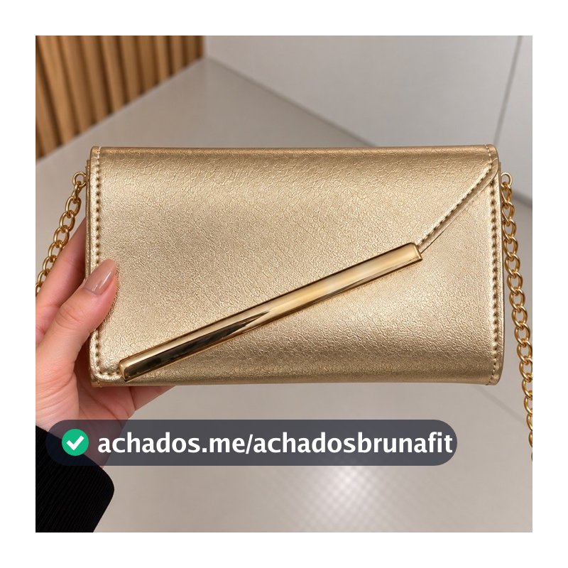 Bolsa Luna Clutch Feminina Elegante com Alça de Corrente Dourada – Festa, Casamento e Eventos