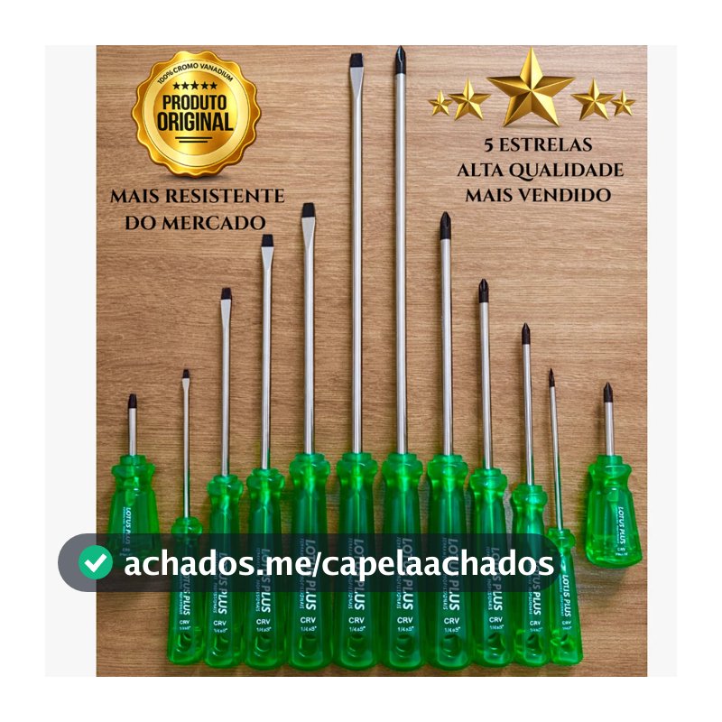 Jogo Chave De Fenda Phillips Profissional Imantado 12 Peças