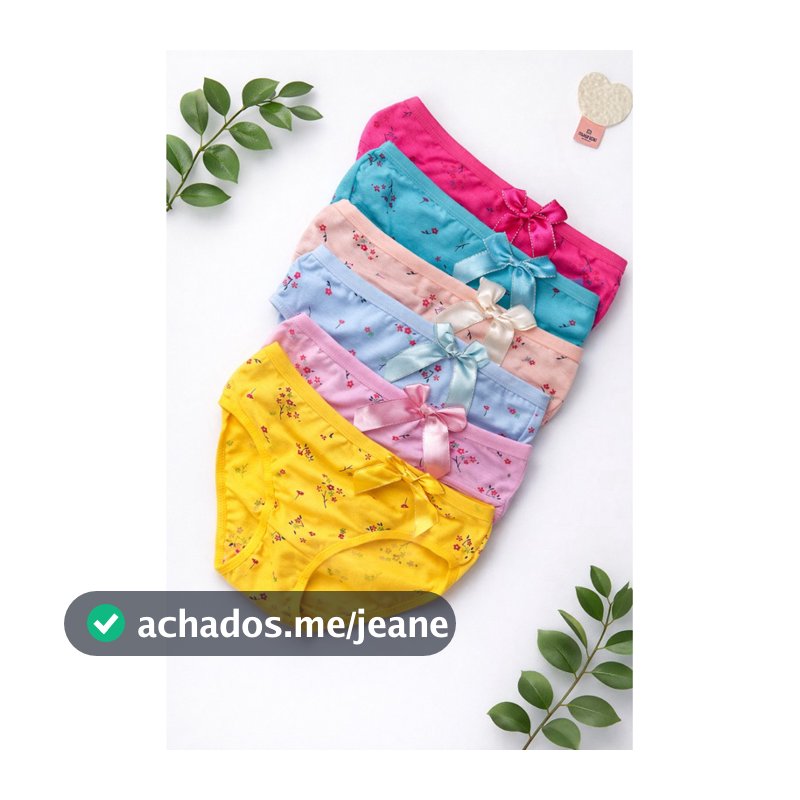 1 Calcinha infantil fofa estampa floral com laço cor aleatória