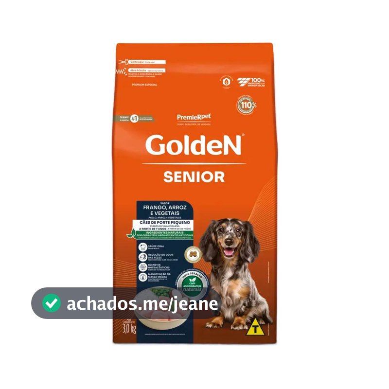 Ração Golden Fórmula Cães Adultos Sênior Mini Bits Frango e Arroz 3kg
