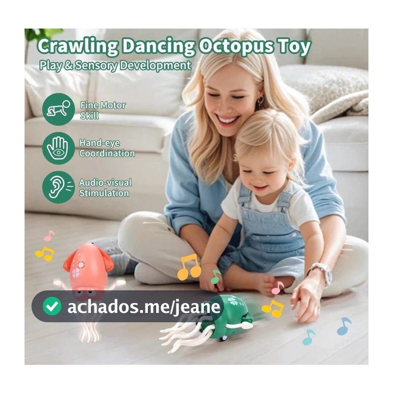 DLI Brinquedo Musical Polvo Dançante Com Luz Led E Evitação De Obstáculos Movimenta Agua viva