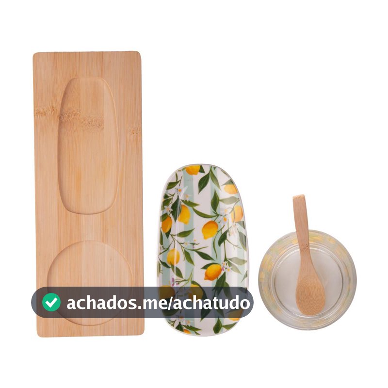 3 Pecas para Servir Siciliano 28cm x 10,5cm x 6cm Bambu Lyor Conjunto para Mesa Posta Café e Servir Qualidade Jantar Uso