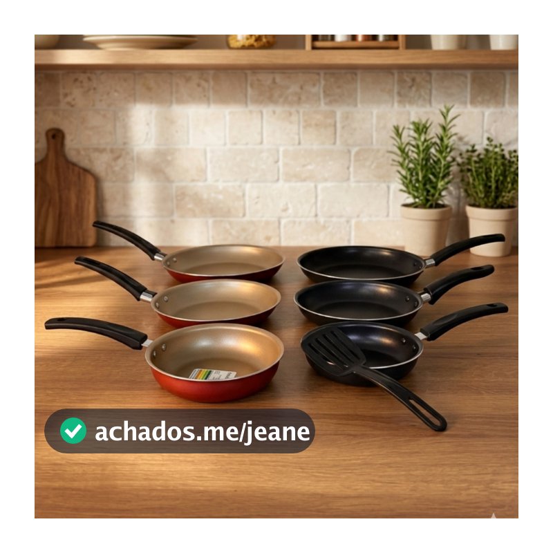 Kit de Frigideiras Antiaderente com espátula- Cozinha completa- 4 peças