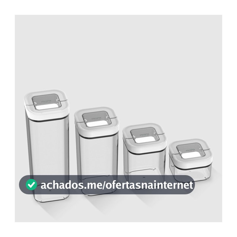Kit com 4 Potes Herméticos Conserve It Branco Invicta