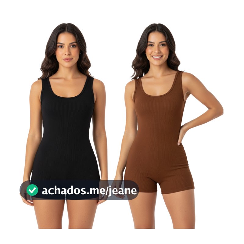 Macaquinho Feminino Canelado Curto Anarruga Ajustado Roupa Feminina Estilosa