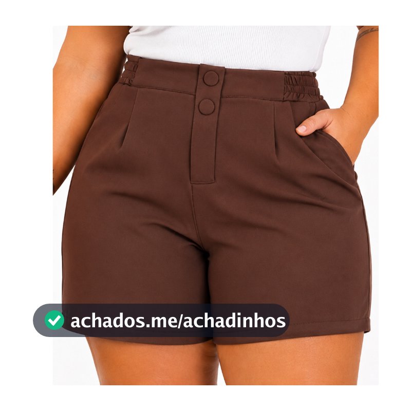 Short Alfaitaria plus Size Premium Cintura Alta Tamanho Grande Social Botão Forrado