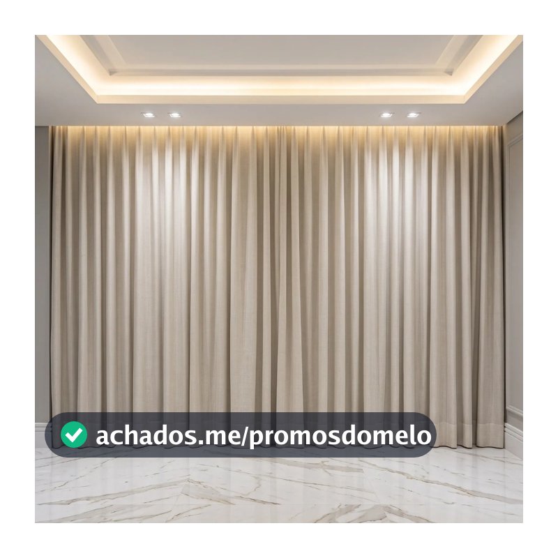 Cortina Trilho Suíço Duplo Voil Linho + Forro Blackout 6,00x2,30/2,40/2,50/2,60/2,70/2,80 Alto Padrão