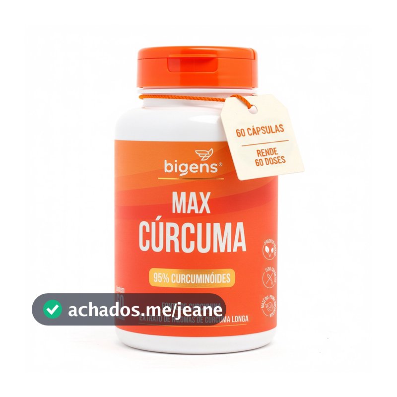 Max Cúrcuma, Curcumina Ativa Concentrada, 95% curcuminoides, 60 Cápsulas, Bigens