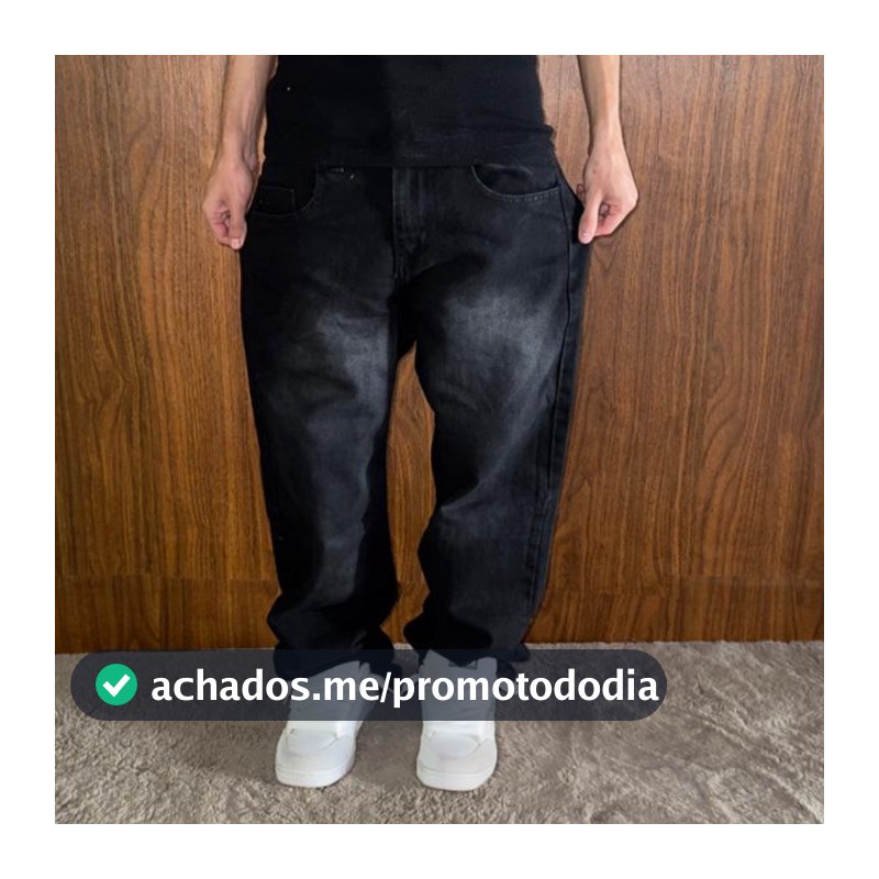 Calça Jeans Wide Preta Masculina Balão Street Moda Atual