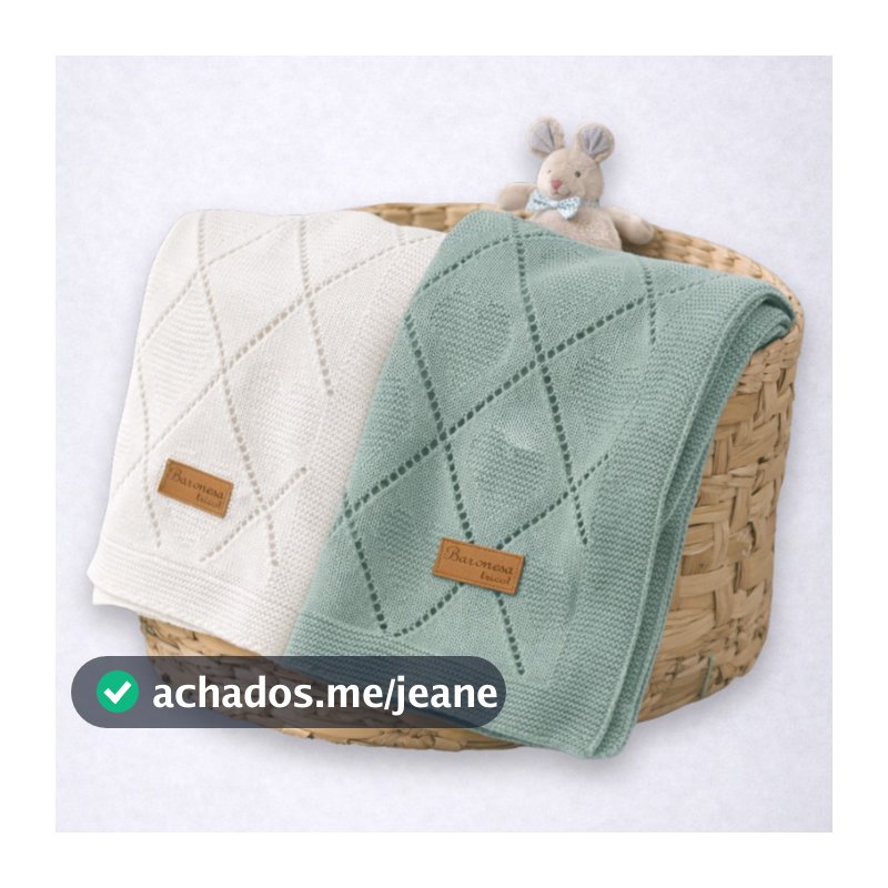 Kit 2 Manta de Bebê para Berço Tricô Saída Maternidade Cobertor de Bebe