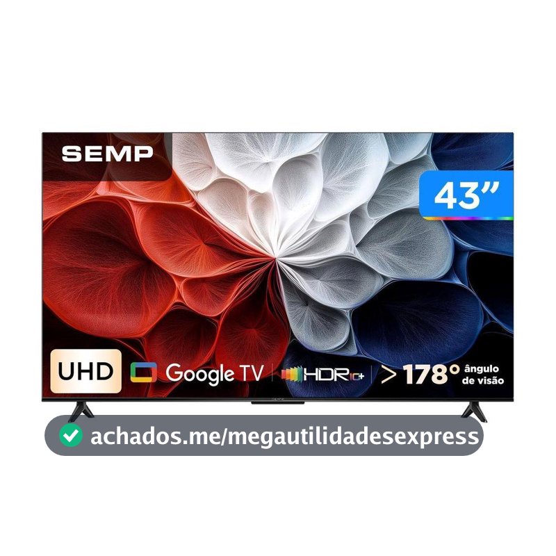 Smart TV 43" Semp 4K UHD LED 43S62 Google TV 2025
