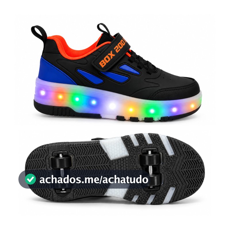 Tênis de Rodinha Infantil LED Calce Fácil Box200 Masculino Menino 28 ao 37